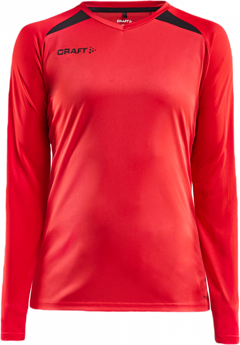 Craft - Long Sleeved Women's Sports T-Shirt - Bright Red & czarny