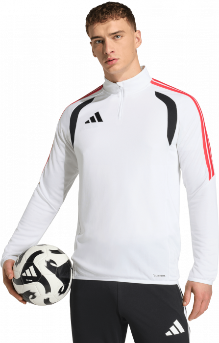 Adidas - Tiro 26 League Tr&aelig;ningstr&oslash;je Med Halv Lynl&aring;s - Hvid & semi lucid red