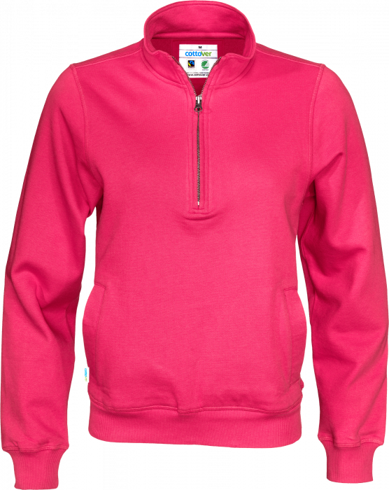 Cottover - Eco Cotton Sweatshirt Half Zip - Dark Cerise