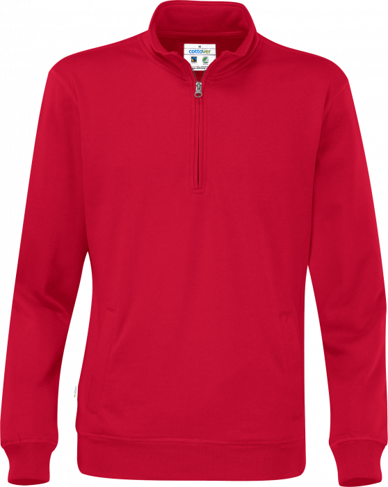 Cottover - Eco Cotton Sweatshirt Half Zip - Red