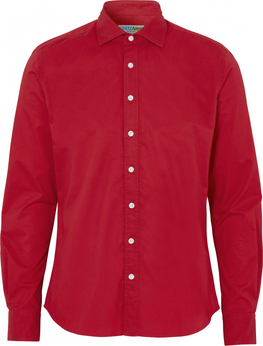 Cottover - Økologisk Bomulds Twill Skjorte Slim Fit - Rød