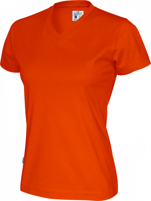 Cottover - &Oslash;kologisk Bomulds V-Neck T-Shirt Dame - Orange
