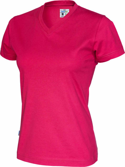 Cottover - Eco Cotton V-Neck T-Shirt Lady - Dark Cerise