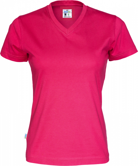 Cottover - Eco Cotton V-Neck T-Shirt Lady - Dark Cerise