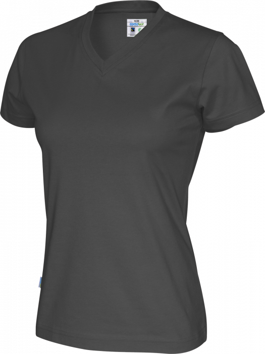 Cottover - &Oslash;kologisk Bomulds V-Neck T-Shirt Dame - Charcoal
