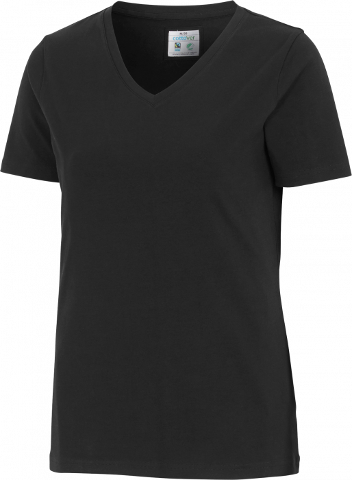 Cottover - Eco Cotton Stretch V-Neck T-Shirt Lady - Black