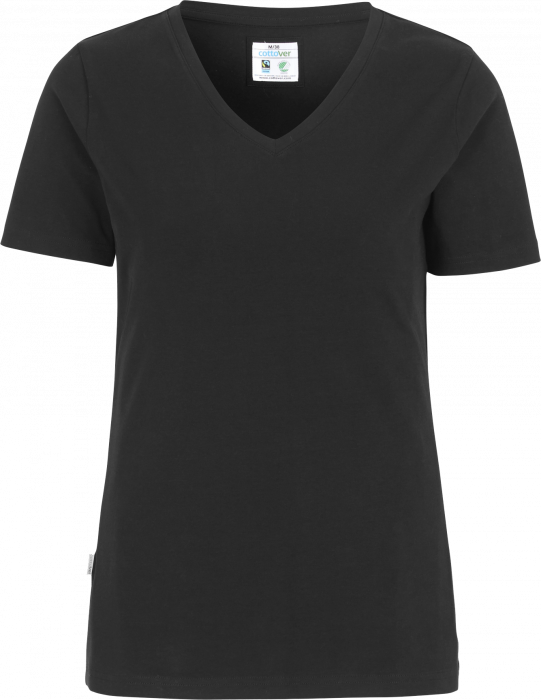 Cottover - Eco Cotton Stretch V-Neck T-Shirt Lady - Black