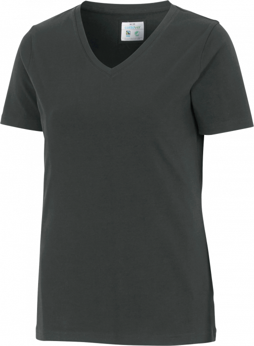 Cottover - Eco Cotton Stretch V-Neck T-Shirt Lady - Charcoal