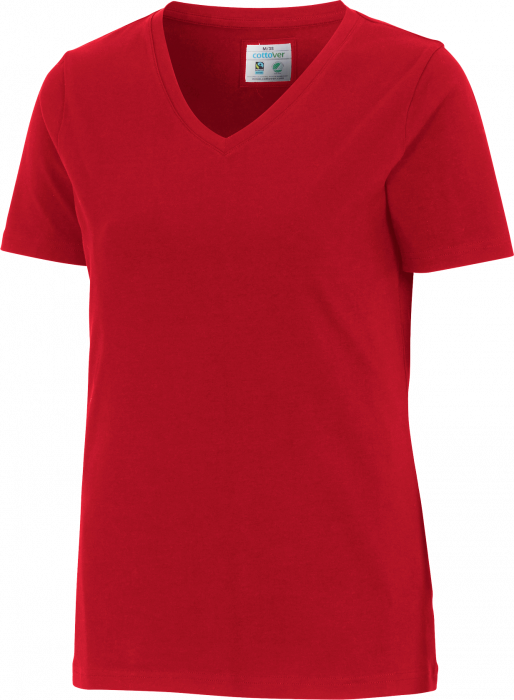 Cottover - Eco Cotton Stretch V-Neck T-Shirt Lady - Red