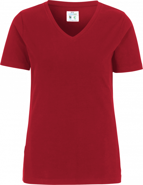 Cottover - Eco Cotton Stretch V-Neck T-Shirt Lady - Red