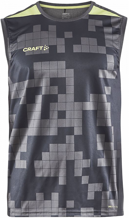 Craft - Men's Sleeveless T-Shirt - Granite grey & giallo