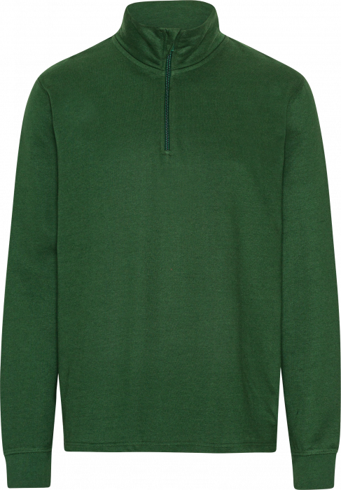 Neutral - Økologisk Bomulds Sweatshirt Med Halv Lynlås - Bottle Green