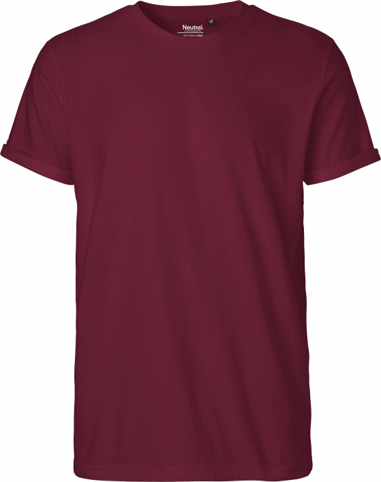 Neutral - Organic Mens Roll Up Sleeve Cotton T-Shirt - Bordeaux