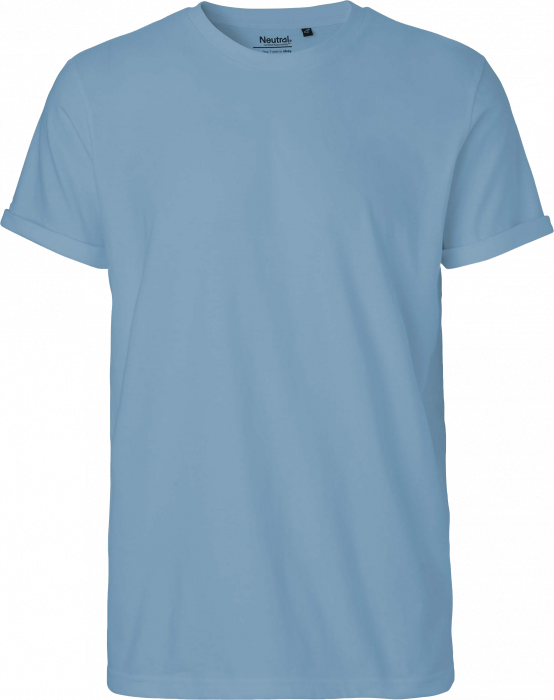 Neutral - Organic Mens Roll Up Sleeve Cotton T-Shirt - Dusty Indigo