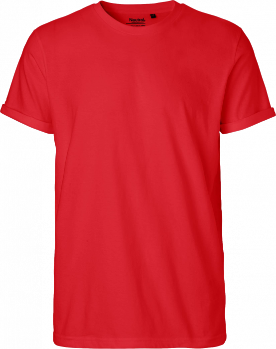 Neutral - Organic Mens Roll Up Sleeve Cotton T-Shirt - Red
