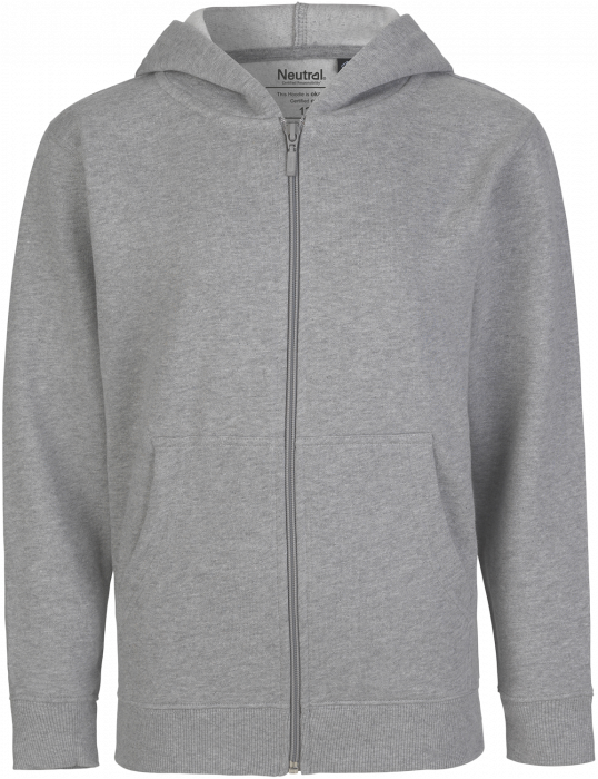 Neutral - Organic Cotton Hoodie With Full Zip Youth - Sport Grey