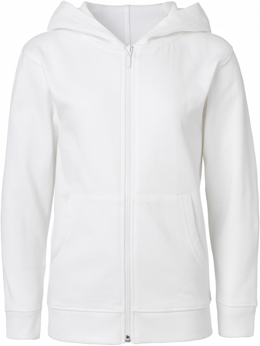 Neutral - Organic Cotton Hoodie With Full Zip Youth - White