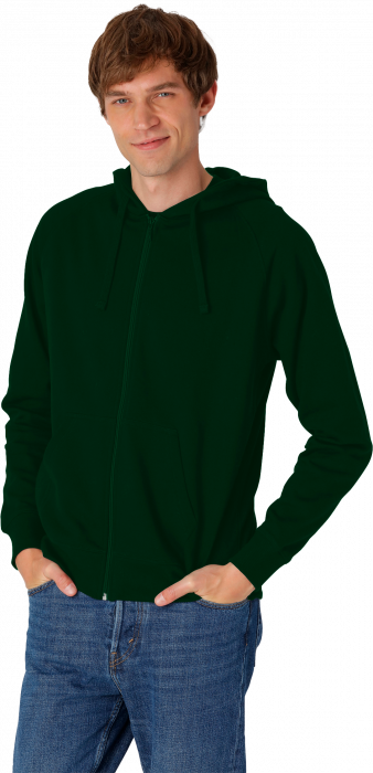 Neutral - Organic Cotton Hoodie With Full Zip - Bottle Green