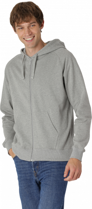 Neutral - Organic Cotton Hoodie With Full Zip - Sport Grey