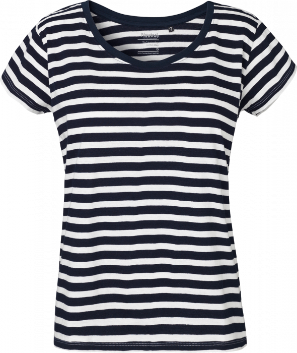 Neutral - Organic Striped T-Shirt Loose Fit Female - White & granat
