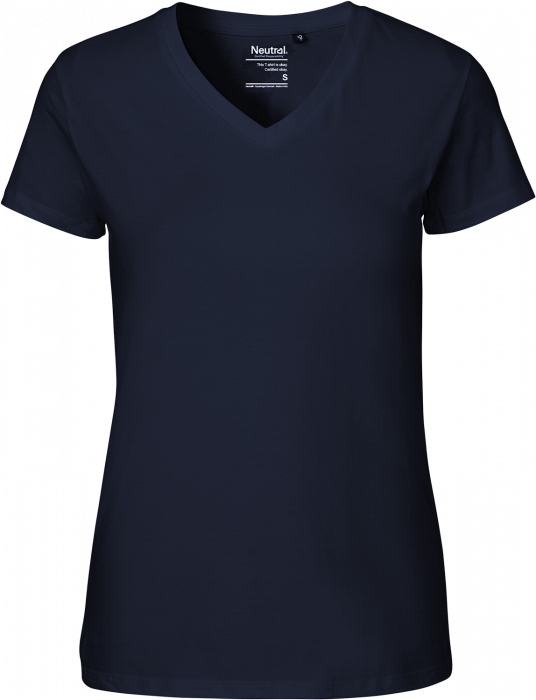 Neutral - Organic Cotton Tee W. V-Neck Women - Navy