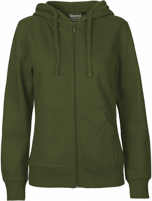 Neutral - Organic Cotton Hoodie With Full Zip Women - Military