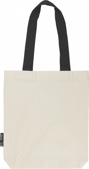 Neutral - Organic Tote Bag With Contrast Handles - Nature & black