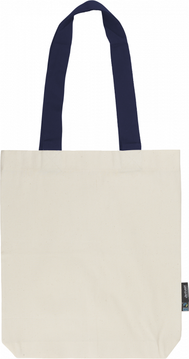 Neutral - Organic Tote Bag With Contrast Handles - Nature & navy