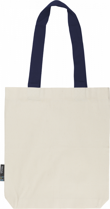 Neutral - Organic Tote Bag With Contrast Handles - Nature & marino