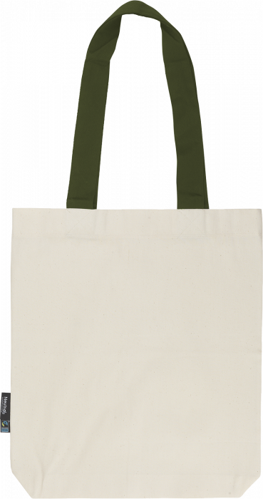 Neutral - Organic Tote Bag With Contrast Handles - Nature & military