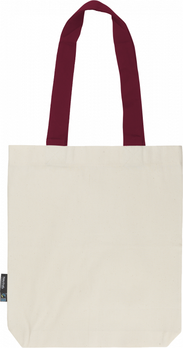 Neutral - Organic Tote Bag With Contrast Handles - Nature & bordeaux