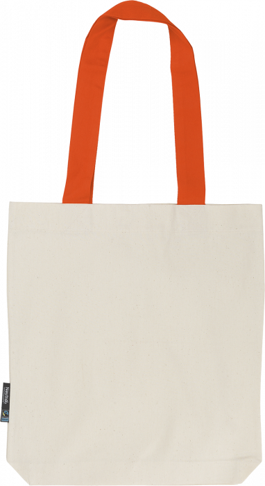 Neutral - Organic Tote Bag With Contrast Handles - Nature & orange