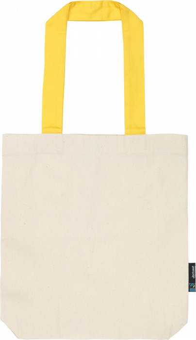 Neutral - Organic Tote Bag With Contrast Handles - Nature & yellow