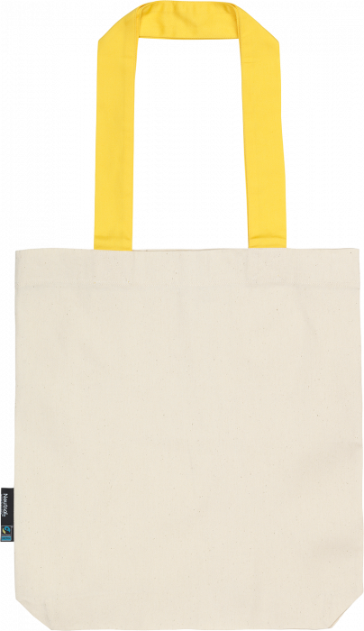 Neutral - Organic Tote Bag With Contrast Handles - Nature & yellow