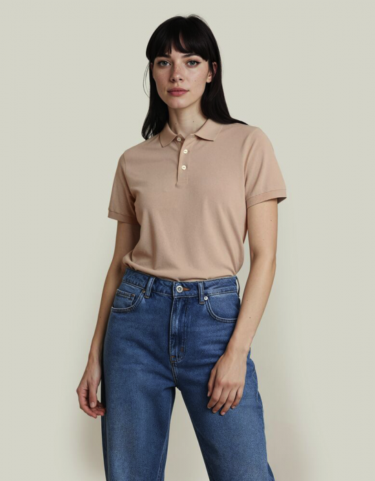 Untagged Movement - Organic Cotton Unisex Polo Regular Fit - Latte